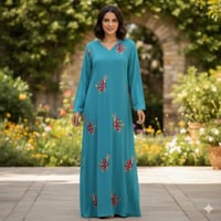 قميص نسائي كم طويل مطرز