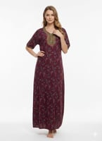 جلابية كشميري مطرزة كم قصير