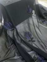 قماش شيفون تطريز خيط وكرستال ٣ متر عرضين