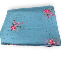 قماش سيوي مطرز خيط وكرستال بالكامل مترين ونص عرضين