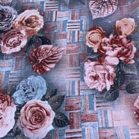 قماش قطن ديجتال مطرز بفصوص