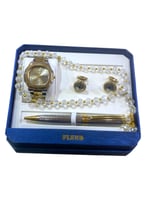 طقم ساعة رجالي مكون من ساعة وقلم ومسبحة وكبك