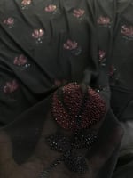 قماش شيفون تطريز خيط وكرستال ٣ متر عرضين