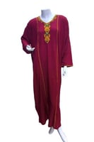 ثوب قطن كم طويل مطرز بخيط