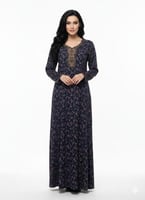 جلابية كشميري مطرزة كم طويل