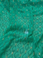 قماش سهرة شيفون مع تطريز ترتر٣ متر ونص عرض واحد