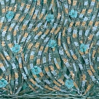 قماش سهرة تل مع تطريز مخمل وترتر بالاضافة للورد