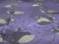 قماش سهرات تل تطريز خيط مع كرستال ٣ متر مع البطانة