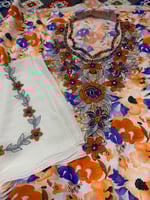 مخور اماراتي حرير مخرم بفصوص كرستال مع الطرحة