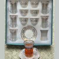 طقم فناجين وبيالات 18 قطعة منقوش