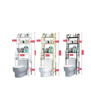 رف تخزين للمرحاض من 3 طبقات أبيض