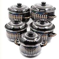 طقم قدور شينكو 5 قطع كبيرة بنقشة تراثية