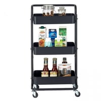 عربية تقديم معدنية متحركة اسود وابيض