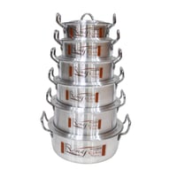 طقم قدور باكستاني المنيوم عريض 6 قطع