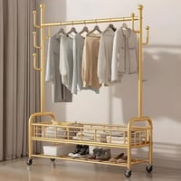 علاقة ملابس أنيقة لون ذهبي بعجلات