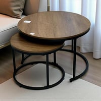 طقم طاولات قهوة خشبية دائرية (قطعتين)