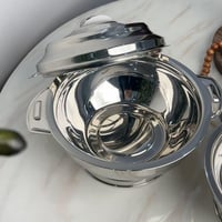 طقم حافظات استيل وذهبي 3 قطع كبير2500+3500+5000