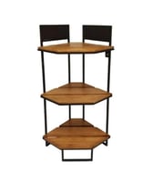 رف زاوية حديد خشب بيج 3 دور