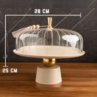 صحن تقديم الكيك استيل لون بيج