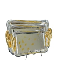 طقم طوفريات استيل مستطيل فضي وذهبي منقوش 3 قطع