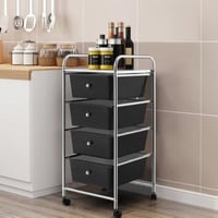 عربة تخزين مع عجلات 4 ادراج اسود