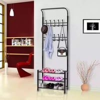 علاقة ملابس مع 3 رفوف متعددة الوظائف