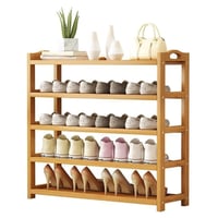 رف احذية خيزران طبيعي5 و3 طبيقات