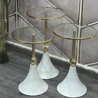 طقم طاولات خدمة 3 حبات مدور مختلف المقاسات ذهبي مع...