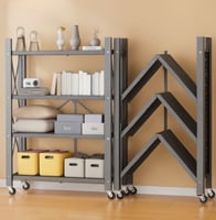 رف تخزين مخرم قابل للطي 4 طبقات اسود