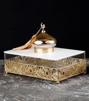 صحن تقديم رمضاني لون ذهبي اكريلك