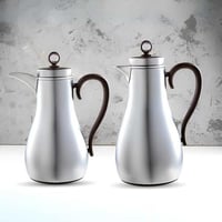 طقم ترامس استيل شاي وقهوة بمقابض خشبي