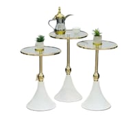 طقم طاولات خدمة 3 حبات مدور مختلف المقاسات ذهبي مع...