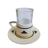 طقم كاسات ضيافة فاخر 38 قطعة بيج