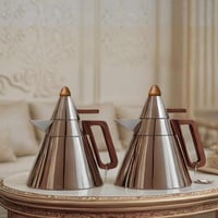 طقم ترامس استيل كلاسيكي بلمسة خشبية فاخرة ــ بني ف...