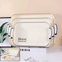 طقم صواني 3 قطع فخمة من الاكريليك ذهبي