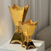 مبخرة استيل ذهبي مزخرف وابيض