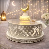 صحن تقديم رمضاني متوسط بغطاء اكريلك مضيئ