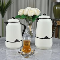 طقم ترامس أنيق وفاخر لالوزا ــ ابيض - اسود + 0.7 ل...