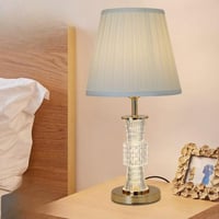 مصباح طاولة بقاعدة ذهبي وكريستال 47 / 28 سم