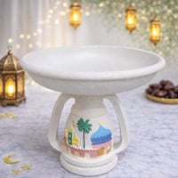 صحن فخار رمضاني أنيق بقاعدة فانوس مضيئ