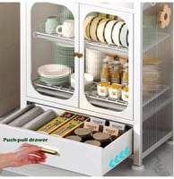 خزانة مع درج لتنظيم أدوات المطبخ معدني اسود وابيض