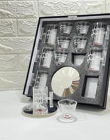 طقم كاسات وبيالات 18 قطعة بنقشات مختلفة