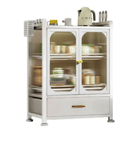 خزانة مع درج لتنظيم أدوات المطبخ معدني اسود وابيض