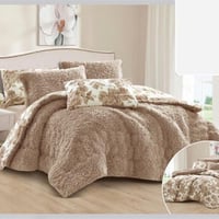 لحاف فرو مخملي بملمس ناعم مزغب طقم شراشف مريح بلون...