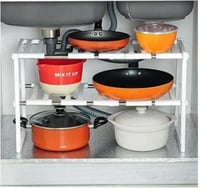 منظم أرفف تحت حوض المطبخ قابل للتمديد للتخزين