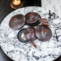 طقم مقلاه 4 قطع لون بني غامق بمقاسات متعددة
