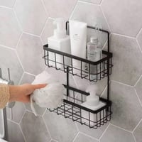 سلة و منظم للمطبخ و الحمام 2 رف ابيض اسود