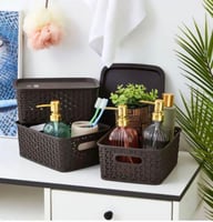 سلة تخزين بغطاء من 6 قطع 25x20x10سم متعدد الالوان