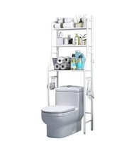 رف تخزين للمرحاض من 3 طبقات أبيض