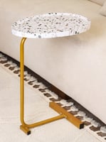 طاولة خدمة رخامي ابيض بقاعدة ذهبي